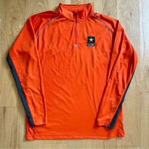 US Army Orange 1/4 Zip Performance Pullover - Men  Medium - J America Sportswear